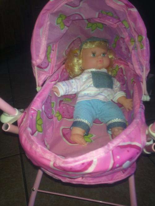 20cm Doll with Pram & Rattle