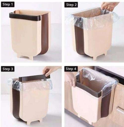 Foldable trash can - use in kitchen, car, bathroom, dining room etc!!