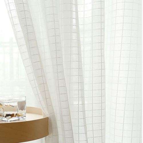 Chequered white voile curtains for hook or rod - 5mx2.3m - bargain! bargain! bargain!