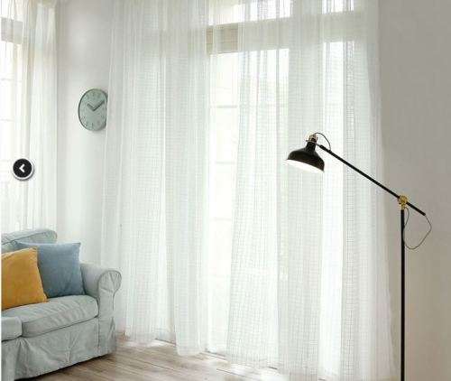 Chequered white voile curtains for hook or rod - 5mx2.3m - bargain! bargain! bargain!