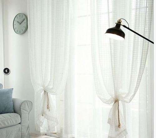 Chequered white voile curtains for hook or rod - 5mx2.3m - bargain! bargain! bargain!