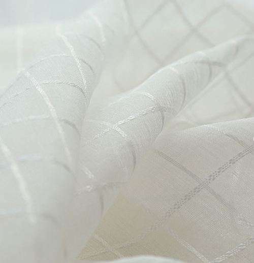 Chequered white voile curtains for hook or rod - 5mx2.3m - bargain! bargain! bargain!