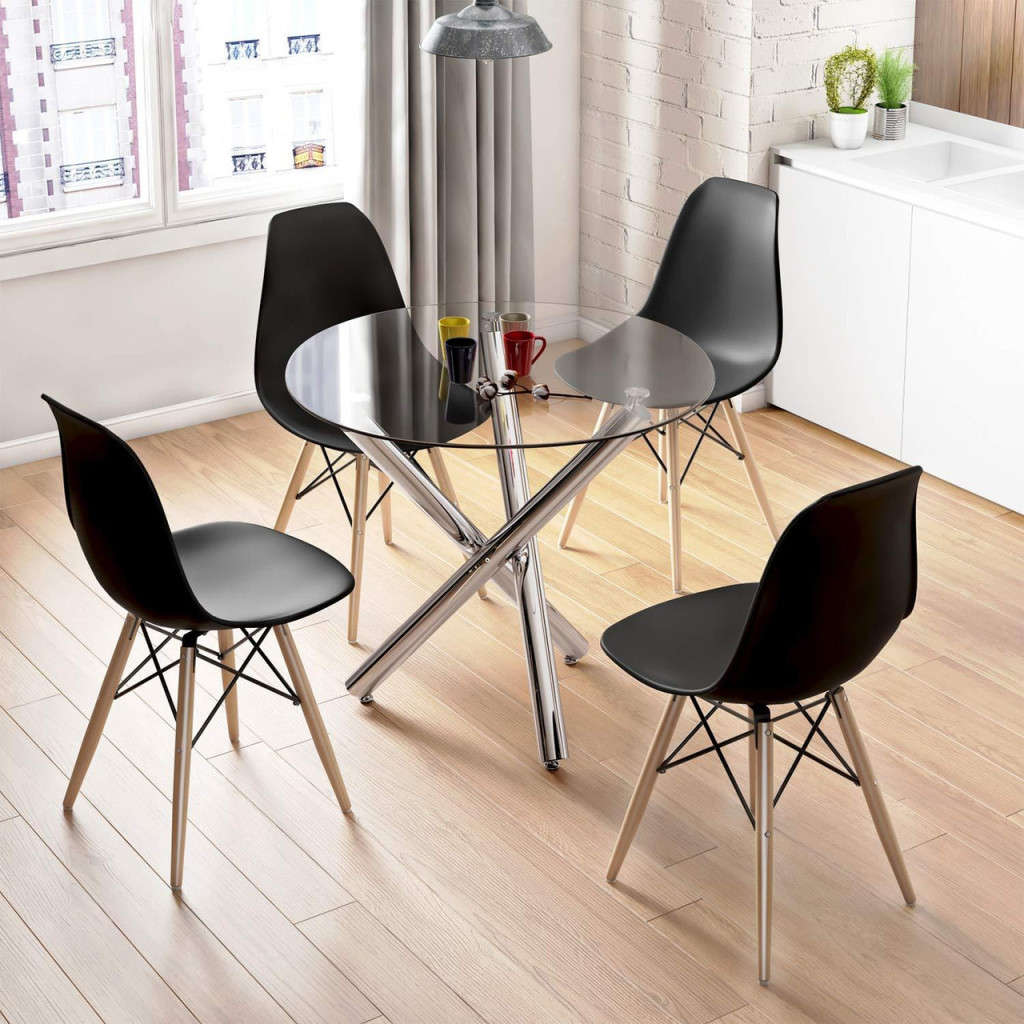 Chairs - Set of 4 ***NEW***Various colours - Red, Yellow, Grey, Black, White - Beechwood Legs