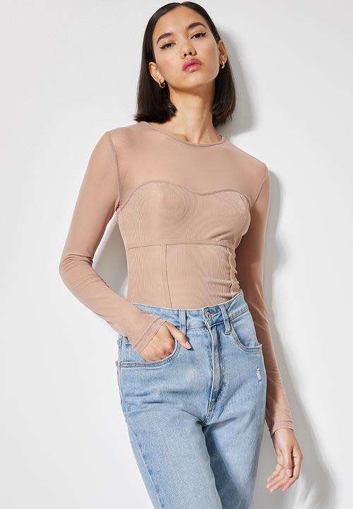 Ladies sculpted mesh corset bodysuit - dusty pink uk10 ***new with tag***Velvet