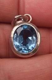 Stunning Aquamarine Faceted Stone Pendant set in Silver