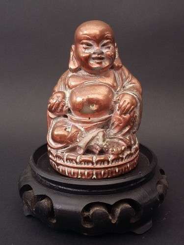 Gorgeous Copper Plated Buddha on Stand with exsquisite detail  - Very Old