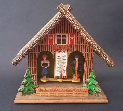Stunning Hekas Muckuck Wooden Thermometer with moving Figures - Highly collectible