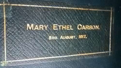 100 year old Bible, leather bound and sewn with silk (dated 1917) with gilt edged pages