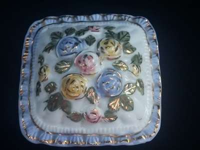 Beautiful trinket pot with flowers and gilt accents