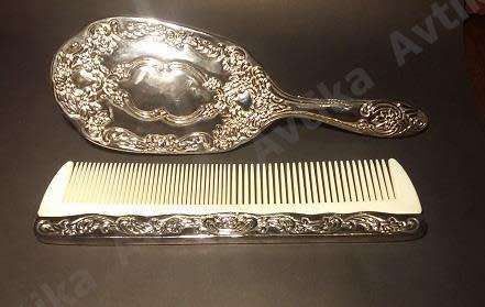 Beautiful Plated Dressing Table Brush and Comb - unmarked