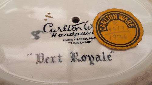 Exsquisite "Vert Royale" Carltonware Footed Bowl - Made in England.  Please read info
