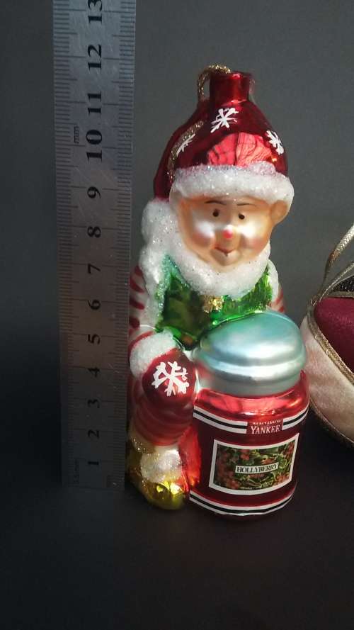 Vintage glass Christmas Elf ornament and fabric ball