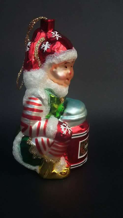 Vintage glass Christmas Elf ornament and fabric ball