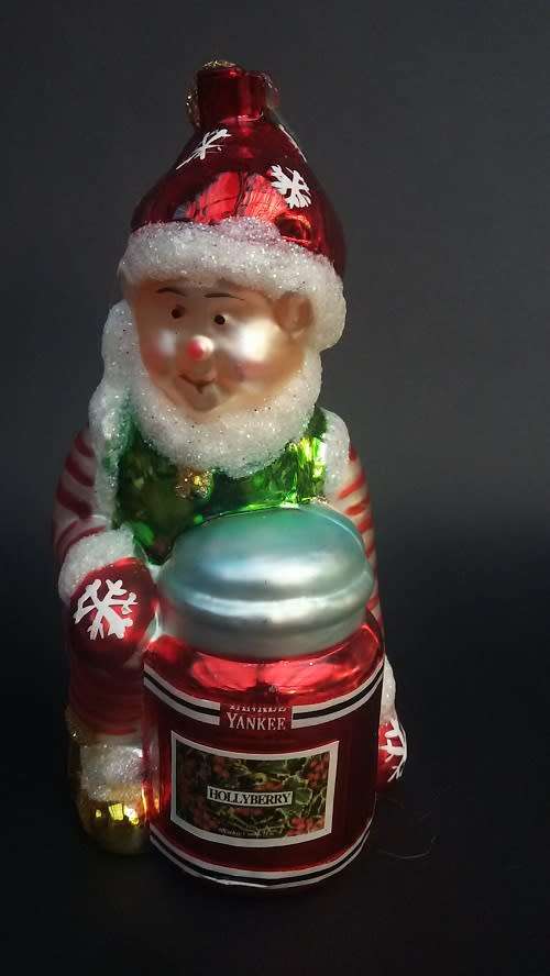 Vintage glass Christmas Elf ornament and fabric ball