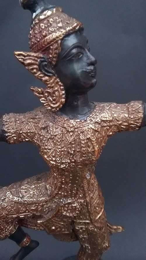 Bronze Statue, Partially Golden, From King Rama. Celestial Archer. Thailand, 1950s