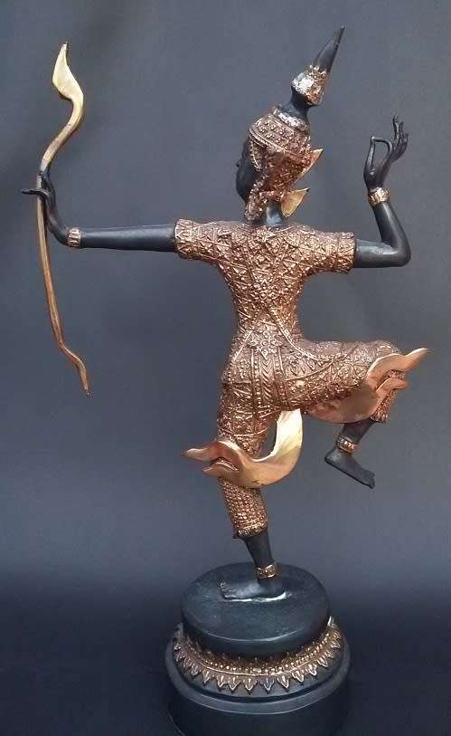 Bronze Statue, Partially Golden, From King Rama. Celestial Archer. Thailand, 1950s