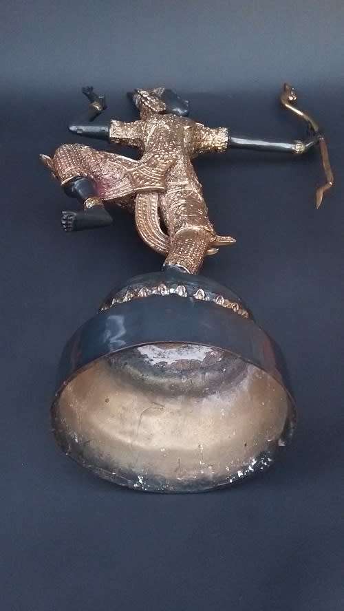 Bronze Statue, Partially Golden, From King Rama. Celestial Archer. Thailand, 1950s