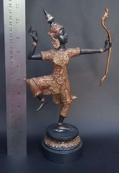 Bronze Statue, Partially Golden, From King Rama. Celestial Archer. Thailand, 1950s