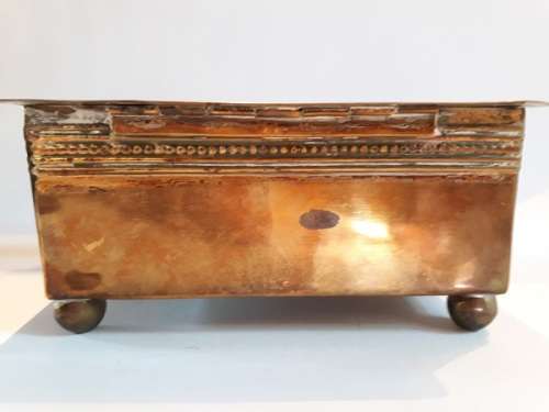 Brass Box with hinged lid and wooden inner