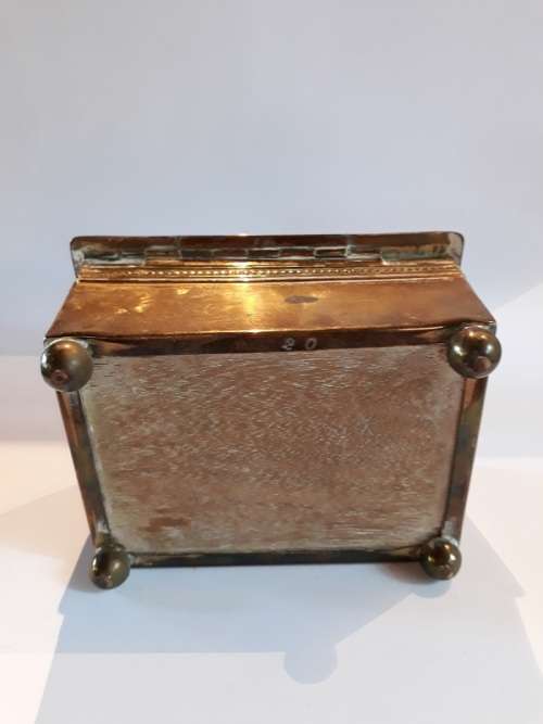 Brass Box with hinged lid and wooden inner