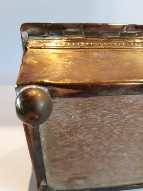 Brass Box with hinged lid and wooden inner