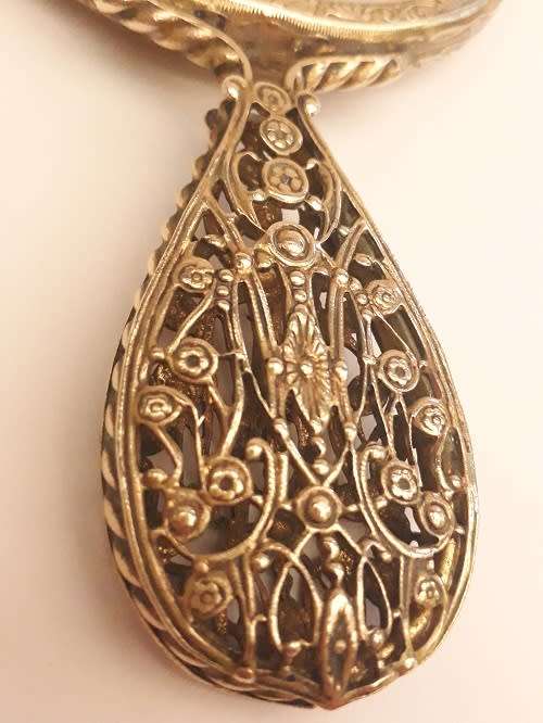 Vintage Hand Embroidered Gilt Mini Hand Mirror