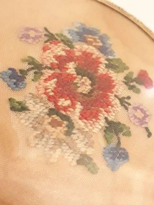 Vintage Hand Embroidered Gilt Mini Hand Mirror