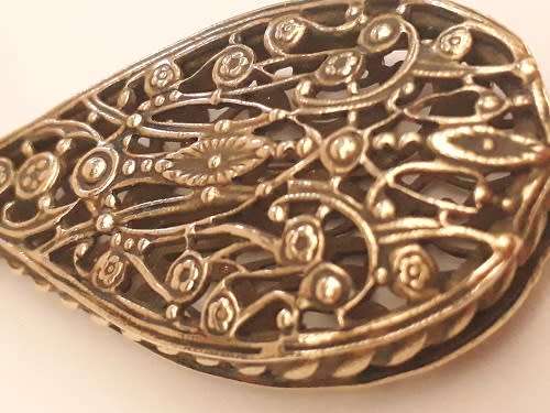 Vintage Hand Embroidered Gilt Mini Hand Mirror