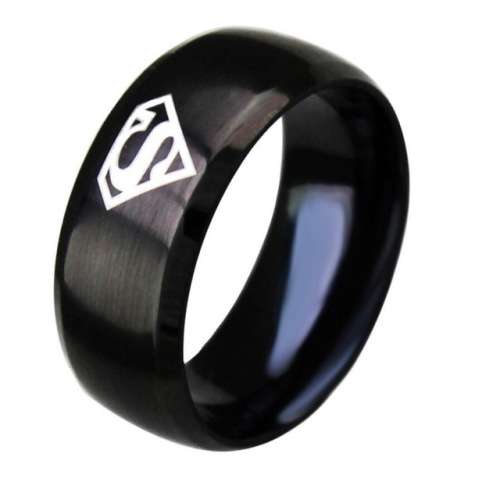 Free Shipping.Black Titanium Steel Superman band. Size 9