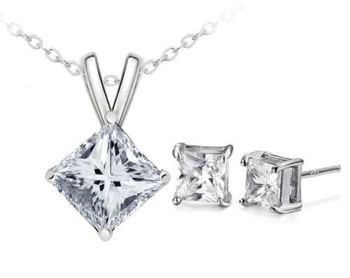 Free Shipping. Amazing Three Piece Simulated Diamond Earring & Necklace Set
