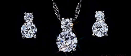 Amazing Three Piece Simulated Diamond Earring & Necklace Set