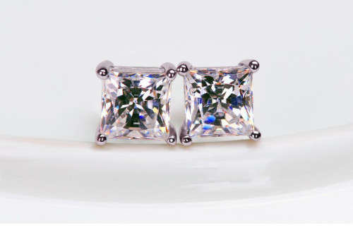 Princess Cut  Simulated Diamond Stud Earring