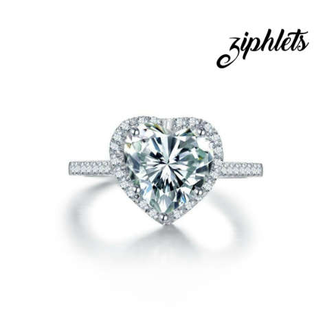 3 Carat Heart cut Simulated Diamond Halo Ring . Size 8/Q