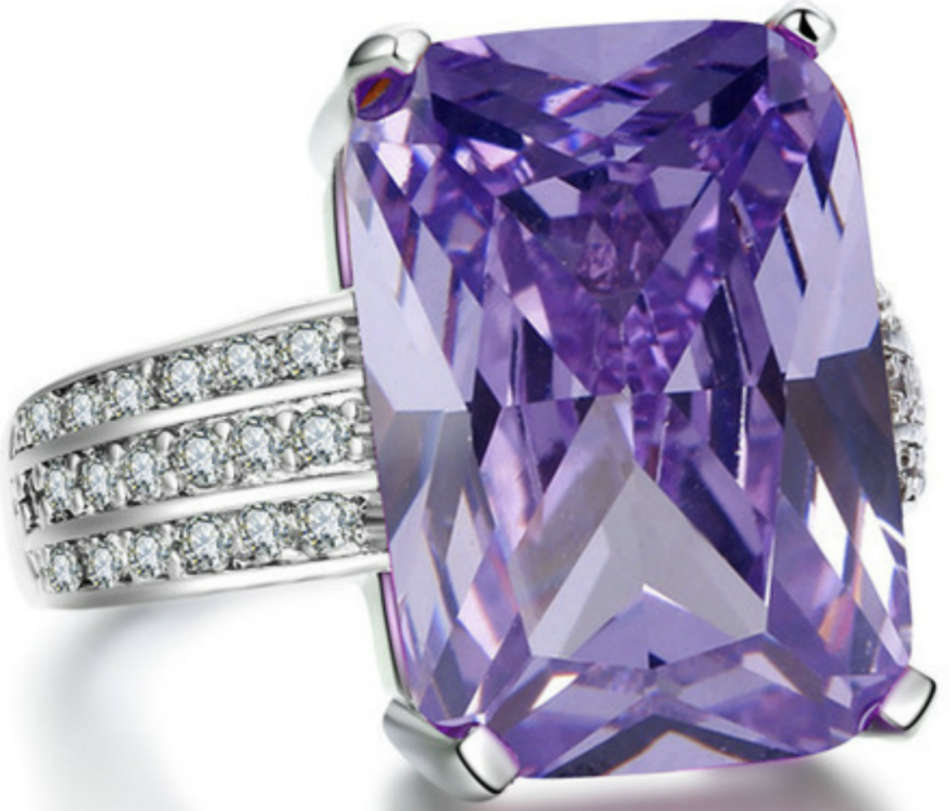 Amazing 6 carat Radiant cut Simulated Diamond Ring. Size 9.