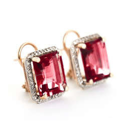 ***Video*** Vivid Purplish Red Rhodolite Garnet Emerald Cut Pair 1.45ct