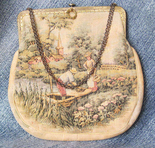 Lovely old vintage fabric hand bag (Small)