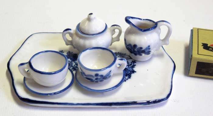 Miniature blue & white tea set
