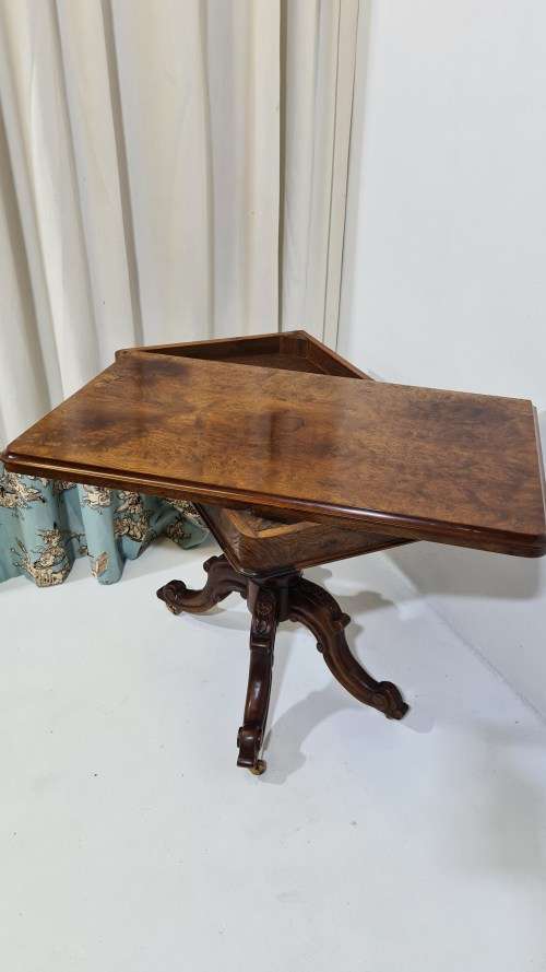 Victorian Walnut Foldover Table