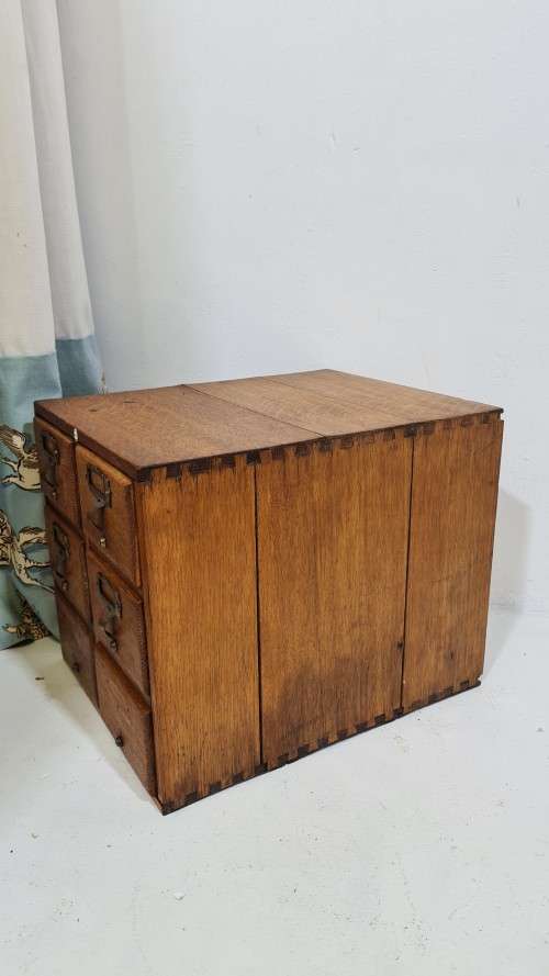 Antique 6 Drawer Library Card Unit