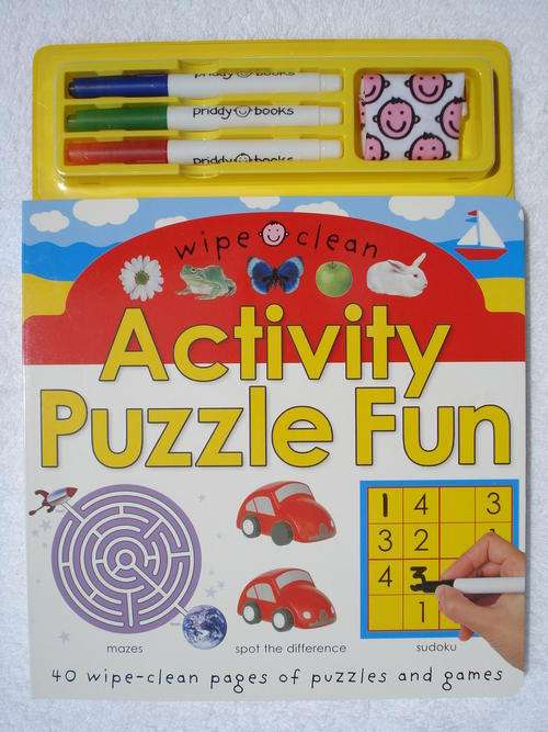 Activity Puzzle Fun - Wipe Clean!! (3 Special Markers and Wipe-Away Cloth Included!!)
