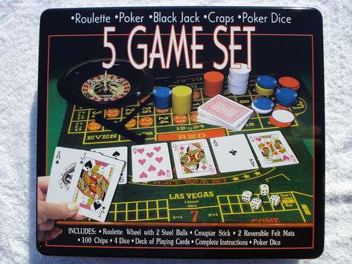 5-in-1 Game Set : Poker, Roulette, Black Jack, Craps & Poker Dice!!!