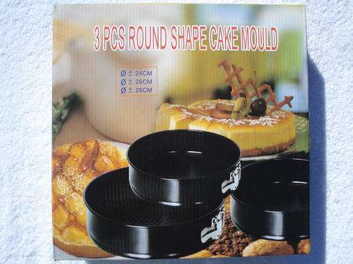 3 Piece Round Cake Moulds!!! with 'Easy Out' Non-Stick Base Plates!!