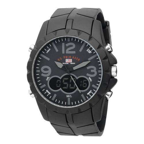 U.S. Polo Assn. Men's US9058 Analog-Digital Black Dial Black Rubber Strap Watch