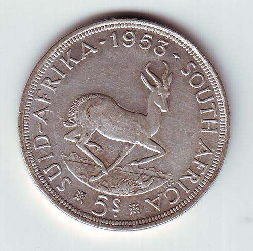 1953 5 Shilling Silver Coin