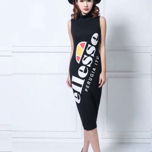 Women's  Ellesse Turtleneck Knee-Length Sleeveless Bodycon Dress