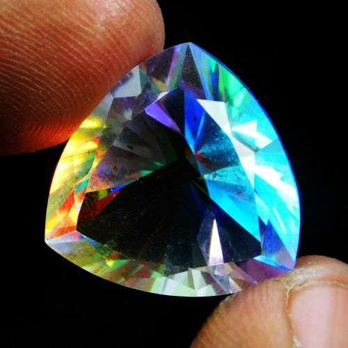 18.50 Ct Natural Precious Trillion Cut Brazilian Mystic Topaz Loose Gemstone