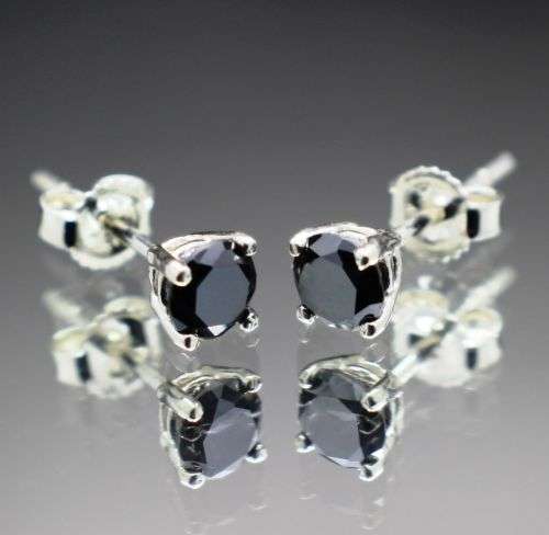 WOW *.76tcw REAL Natural Black Diamond Stud Earrings AAA Grade*