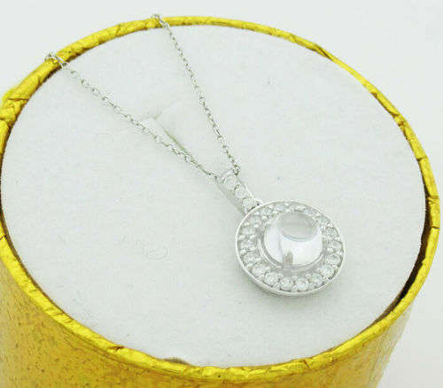 GENUINE 0.52Ct WHITE SAPPHIRE PENDANT NECKLACE .925 STERLING SILVER