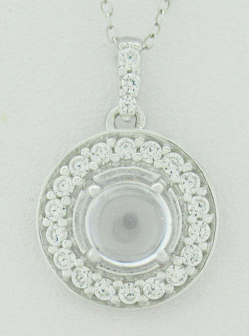 GENUINE 0.52Ct WHITE SAPPHIRE PENDANT NECKLACE .925 STERLING SILVER