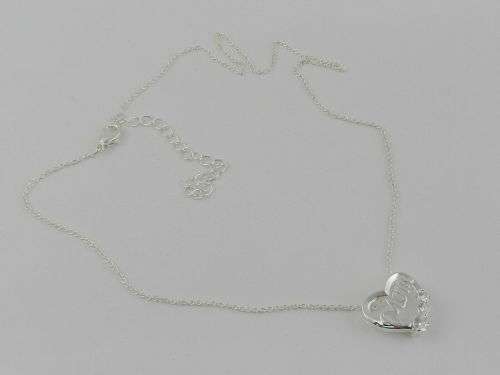 Macy`s Silver Plate Cubic Zirconia Heart Necklace